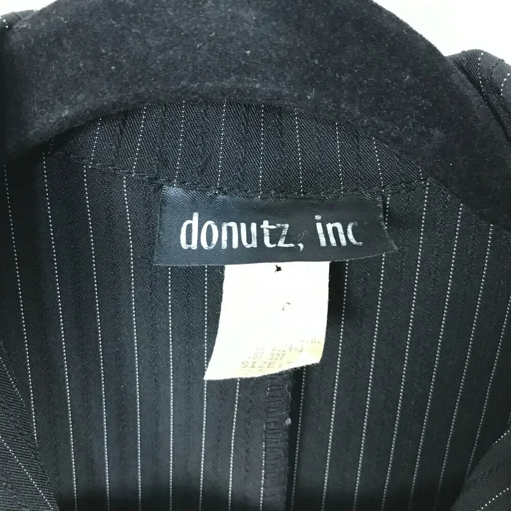 Vintage 90s Y2K Blazer Size 3 Polyester Blend Long Sleve Black‎ Striped XS